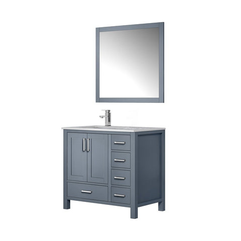 Image of Jacques 36" Dark Grey Single Sink Vanity Set with White Carrara Marble Top - Left Version | LJ342236SBDSM34FL