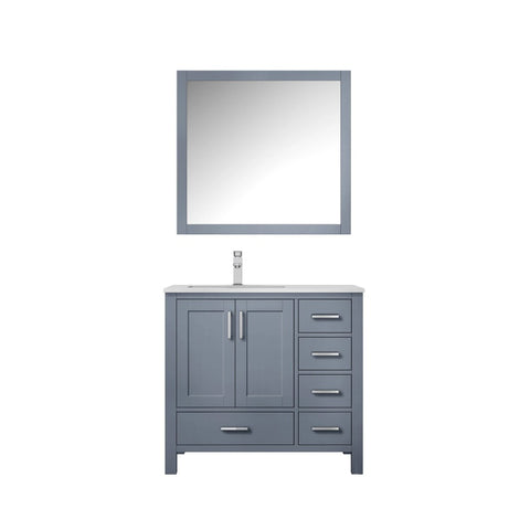 Image of Jacques Modern Dark Grey 36" Single Sink Vanity with Mirror - Left Version | LJ342236SBWQM34L
