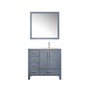 Jacques Modern Dark Grey 36" Single Sink Vanity Set - Right Version | LJ342236SBWQM34FR