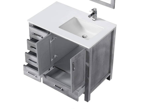 Image of Jacques Modern Distressed Grey 36" Single Sink Vanity - Left Version | LJ342236SDWQ000L