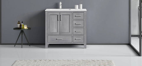 Image of Jacques Modern Distressed Grey 36" Single Sink Vanity - Left Version | LJ342236SDWQ000L
