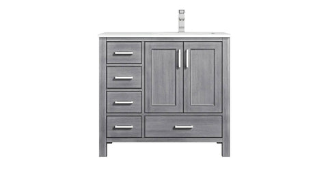 Image of Jacques Modern Distressed Grey 36" Single Sink Vanity - Right Version | LJ342236SDWQ000R