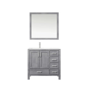Jacques Modern Distressed Grey 36" Single Sink Vanity with Mirror - Left Version | LJ342236SDWQM34L