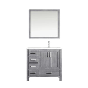 Jacques Modern Distressed Grey 36" Single Sink Vanity with Mirror - Right Version | LJ342236SDWQM34R