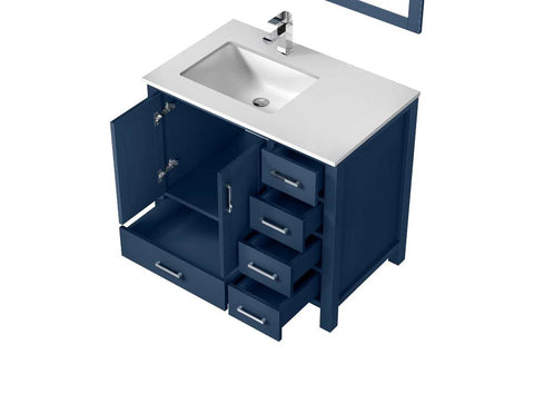 Image of Jacques Modern Navy Blue 36" Single Sink Vanity - Left Version | LJ342236SEWQ000L