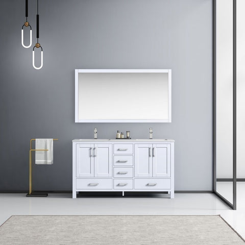Image of Jacques 60" White Double Sink Vanity Set with White Carrara Marble Top | LJ342260DADSM58F