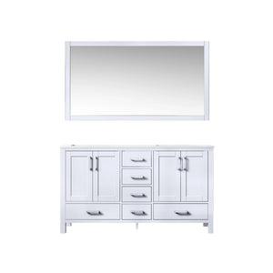 Jacques Modern White 60" Double Sink Vanity with 58" Mirror | LJ342260DAWQM58