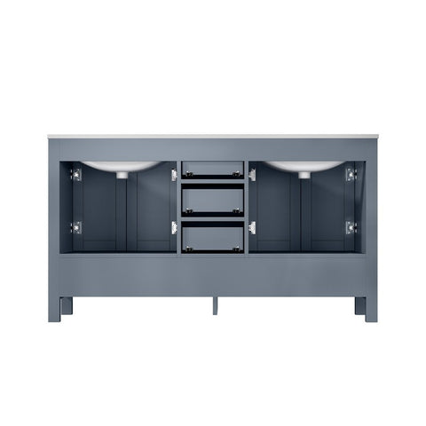 Image of Jacques 60" Dark Grey Double Sink Vanity Set with White Carrara Marble Top | LJ342260DBDSM58F