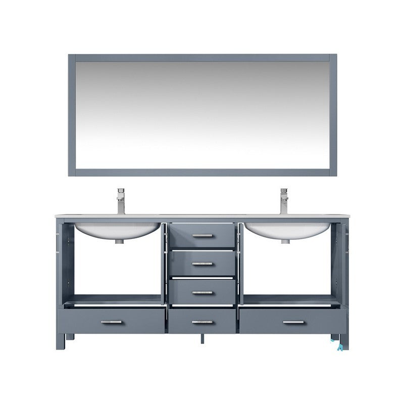 Jacques 60" Dark Grey Double Sink Vanity Set with White Carrara Marble Top | LJ342260DBDSM58F