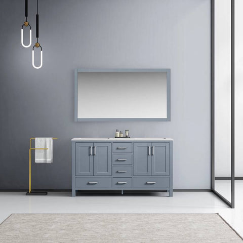 Image of Jacques Modern Dark Grey 60" Double Sink Vanity with 58" Mirror | LJ342260DBWQM58