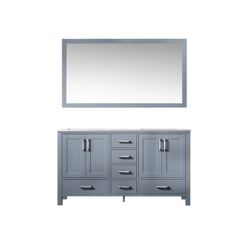 Image of Jacques Modern Dark Grey 60" Double Sink Vanity with 58" Mirror | LJ342260DBWQM58