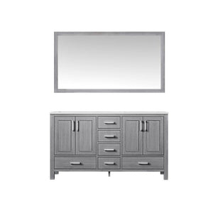 Jacques Modern Distressed Grey 60" Double Sink Vanity with 58" Mirror | LJ342260DDWQM58