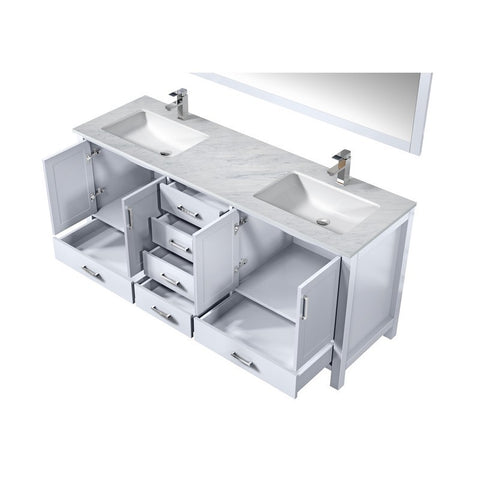 Image of Jacques 72" White Double Sink Vanity Set with White Carrara Marble Top | LJ342272DADSM70F