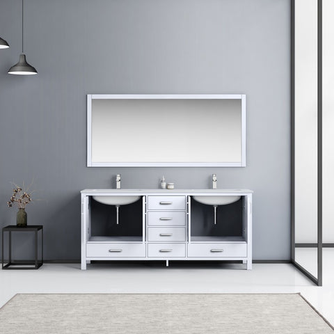 Image of Jacques 72" White Double Sink Vanity Set with White Carrara Marble Top | LJ342272DADSM70F