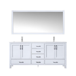 Jacques 72" White Double Sink Vanity Set with White Carrara Marble Top | LJ342272DADSM70F