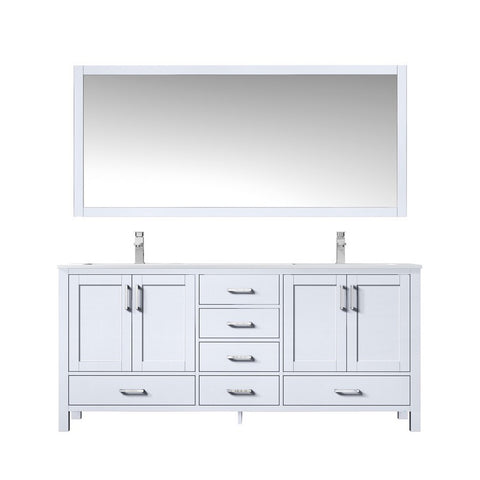 Image of Jacques 72" White Double Sink Vanity Set with White Carrara Marble Top | LJ342272DADSM70F