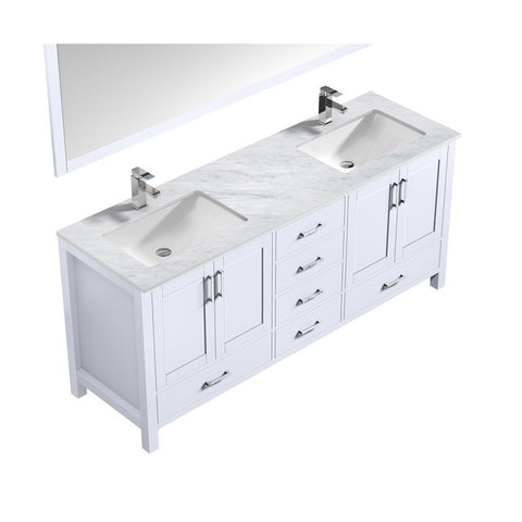 Image of Jacques 72" White Double Sink Vanity Set with White Carrara Marble Top | LJ342272DADSM70F