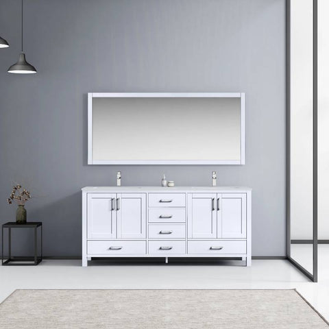 Image of Jacques Modern White 72" Double Sink Vanity with 70" Mirror | LJ342272DAWQM70