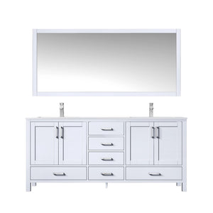 Jacques Modern White 72" Double Sink Vanity with 70" Mirror | LJ342272DAWQM70