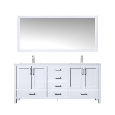 Image of Jacques Modern White 72" Double Sink Vanity with 70" Mirror | LJ342272DAWQM70