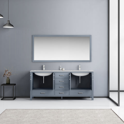 Image of Jacques 72" Dark Grey Double Sink Vanity Set with White Carrara Marble Top | LJ342272DBDSM70F