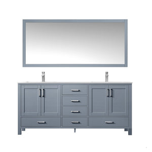 Jacques 72" Dark Grey Double Sink Vanity Set with White Carrara Marble Top | LJ342272DBDSM70F