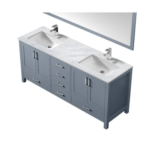 Image of Jacques 72" Dark Grey Double Sink Vanity Set with White Carrara Marble Top | LJ342272DBDSM70F
