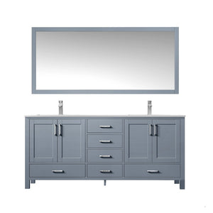 Jacques Modern Dark Grey 72" Double Sink Vanity with 70" Mirror | LJ342272DBWQM70