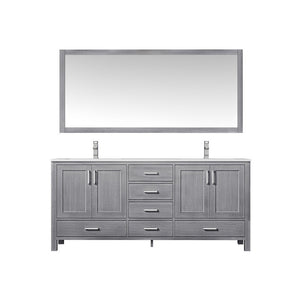 Jacques 72" Distressed Grey Double Sink Vanity Set with White Carrara Marble Top | LJ342272DDDSM70F