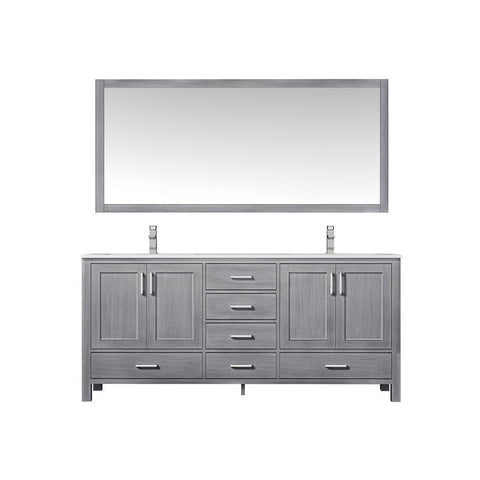 Image of Jacques 72" Distressed Grey Double Sink Vanity Set with White Carrara Marble Top | LJ342272DDDSM70F