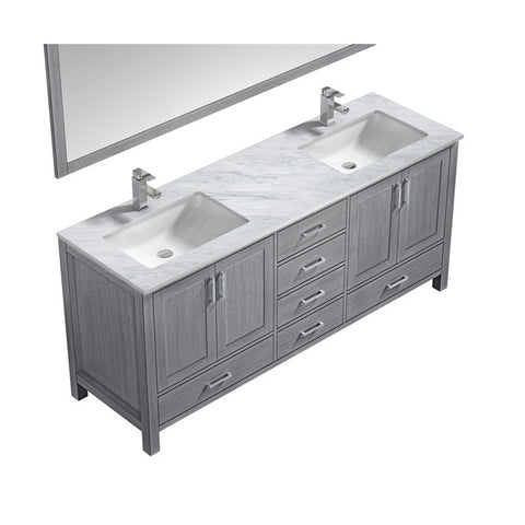 Image of Jacques 72" Distressed Grey Double Sink Vanity Set with White Carrara Marble Top | LJ342272DDDSM70F