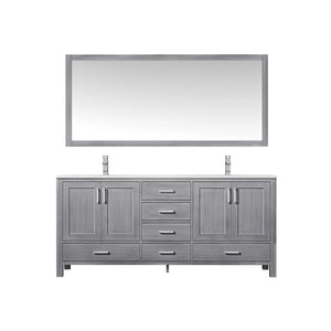 Jacques Modern Distressed Grey 72" Double Sink Vanity with 70" Mirror | LJ342272DDWQM70