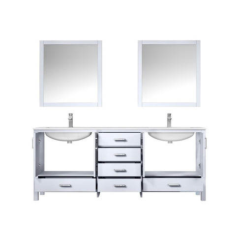 Image of Jacques 80" White Double Sink Vanity Set with White Carrara Marble Top | LJ342280DADSM30F