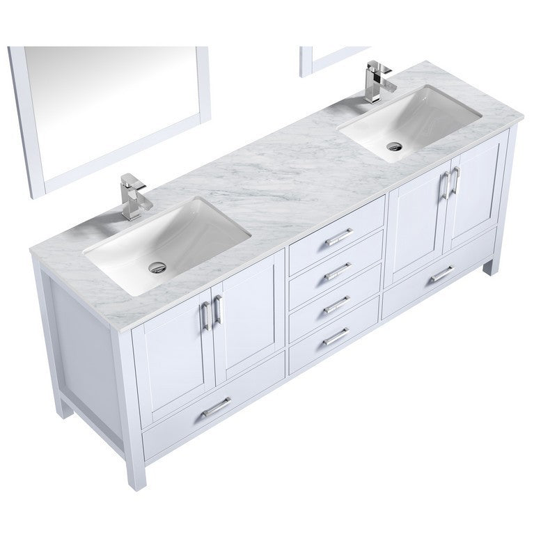 Jacques 80" White Double Sink Vanity Set with White Carrara Marble Top | LJ342280DADSM30F