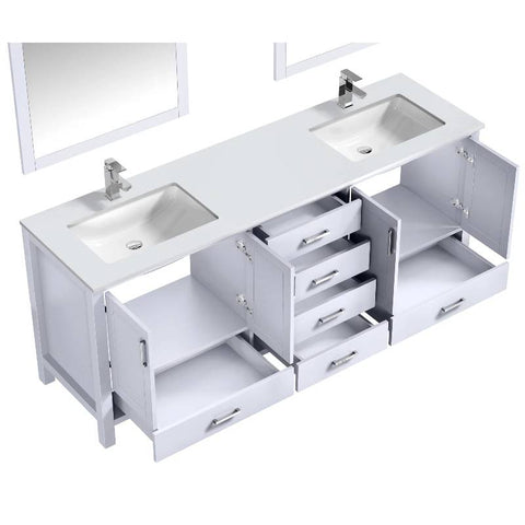 Image of Jacques Modern White 80" Double Sink Vanity with 30" Mirrors | LJ342280DAWQM30