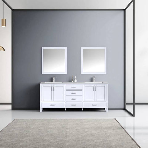Image of Jacques Modern White 80" Double Sink Vanity with 30" Mirrors | LJ342280DAWQM30