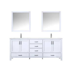 Jacques Modern White 80" Double Sink Vanity with 30" Mirrors | LJ342280DAWQM30