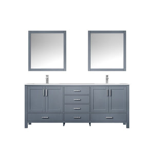 Jacques 80" Dark Grey Double Sink Vanity Set with White Carrara Marble Top | LJ342280DBDSM30F