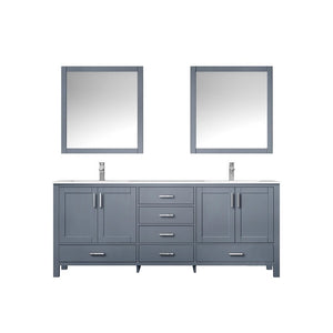 Jacques Modern Dark Grey 80" Double Sink Vanity with 30" Mirrors | LJ342280DBWQM30