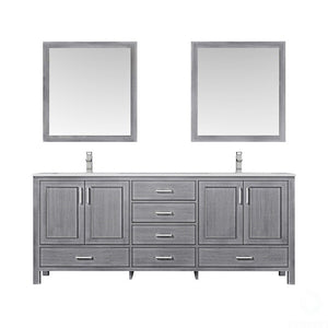 Jacques 80" Distressed Grey Double Sink Vanity Set with White Carrara Marble Top | LJ342280DDDSM30F