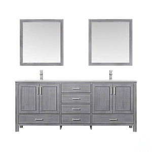 Jacques Modern Distressed Grey 80" Double Sink Vanity with 30" Mirrors | LJ342280DDWQM30