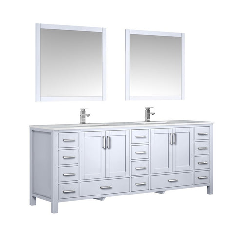 Image of Jacques 84" White Double Sink Vanity Set with White Carrara Marble Top | LJ342284DADSM34F