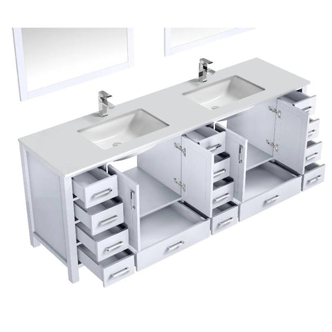 Image of Jacques Modern White 84" Double Sink Vanity Set | LJ342284DAWQM34F