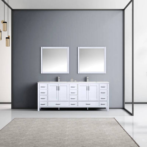 Image of Jacques Modern White 84" Double Sink Vanity with 34" Mirrors | LJ342284DAWQM34
