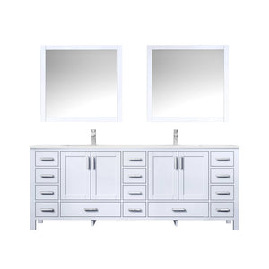 Jacques Modern White 84" Double Sink Vanity with 34" Mirrors | LJ342284DAWQM34