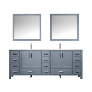 Jacques 84" Dark Grey Double Sink Vanity Set with White Carrara Marble Top | LJ342284DBDSM34F