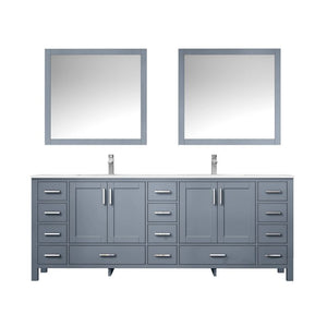 Jacques Modern Dark Grey 84" Double Sink Vanity with 34" Mirrors | LJ342284DBWQM34