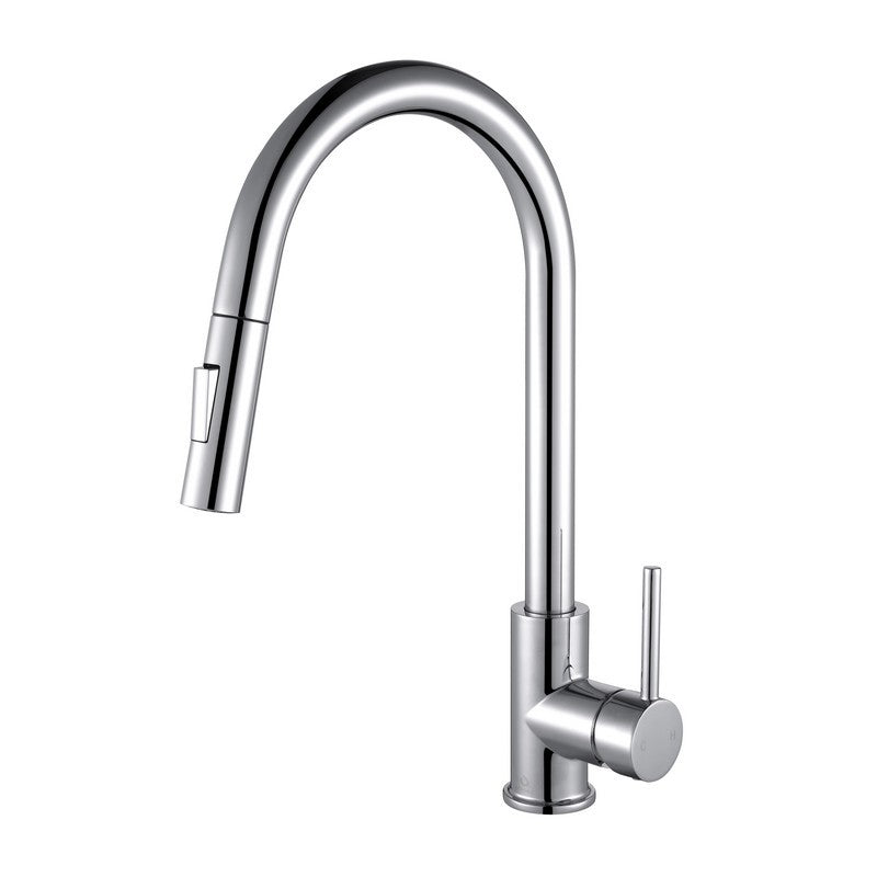 Lexora Olivi Brass Kitchen Faucet w/ Pull Out Sprayer - Chrome | LKFS8011CH