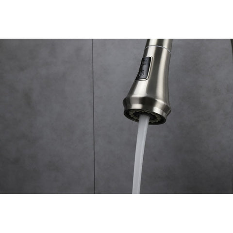 Image of Lexora Garbatella Brass Kitchen Faucet w/ Pull Out Sprayer - Brushed Nickel | LKFS9011BN