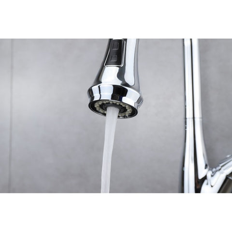 Image of Lexora Garbatella Brass Kitchen Faucet w/ Pull Out Sprayer - Chrome | LKFS9011CH